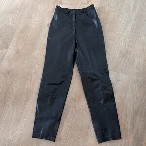 Women’s Vintage Genuine Leather High Waist Pants sz XS-S - Classic Black